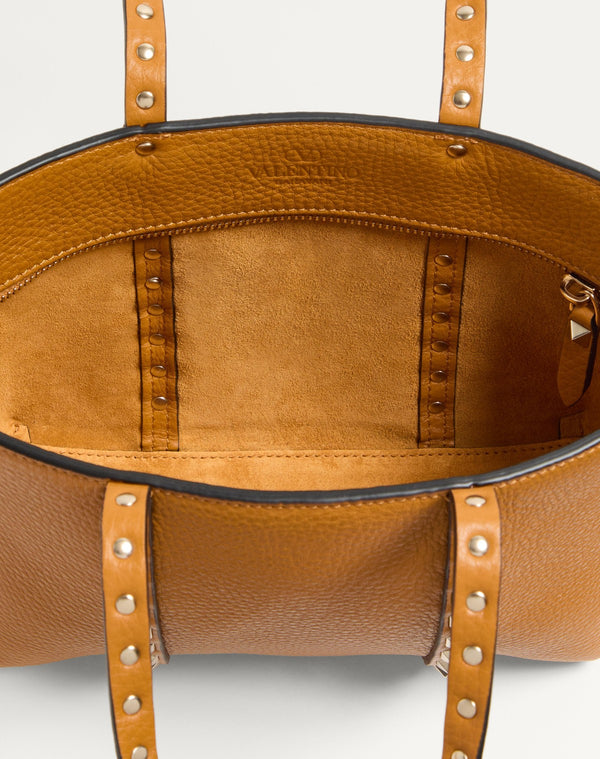 Borsa Shopping Piccola Valentino Garavani Rockstud In Vitello Granato