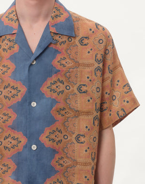 Camicia Da Bowling In Lino Con Stampa Voyage Imaginaire