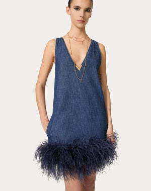 Abito Corto In Chambray Denim 