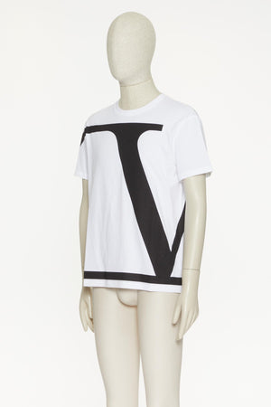 T-Shirt In Cotone Con V Logo Signature