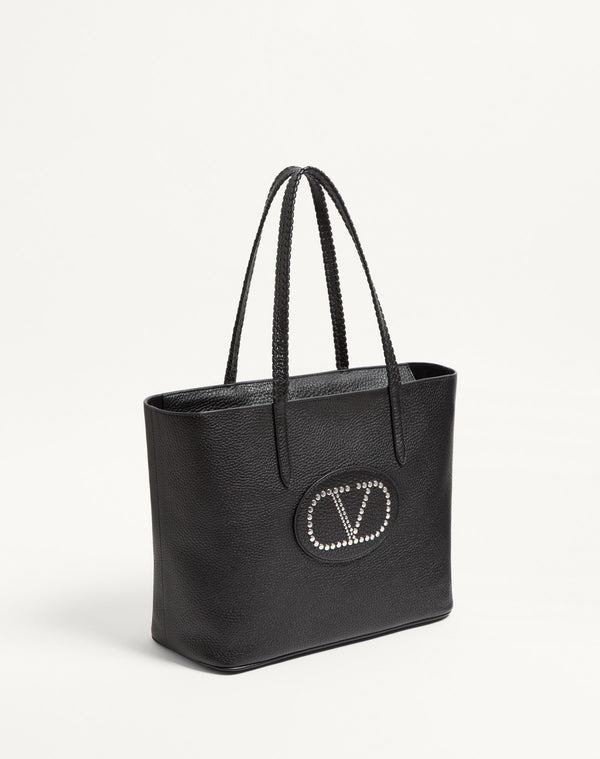 Borsa Shopping Valentino Garavani Nellcôte In Vitello Granato