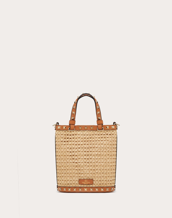 Mini Borsa Con Tracolla Rockstud In Rafia