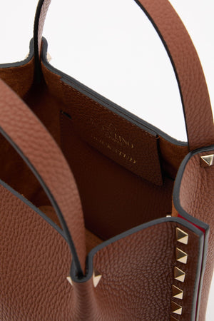 BORSA SHOPPING PICCOLA ROCKSTUD IN VITELLO GRANATO 