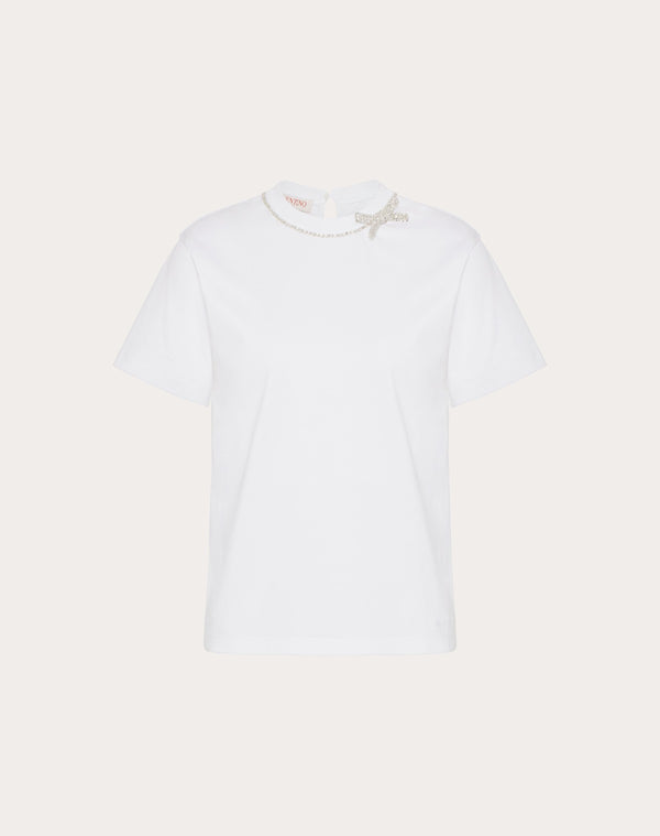 T-Shirt In Jersey Cotton Ricamata