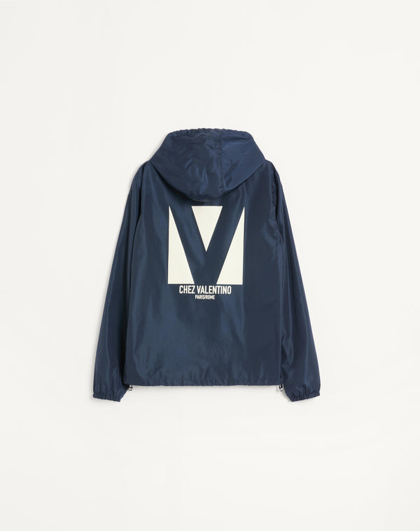 Giacca A Vento Con Cappuccio In Nylon Con Stampa Chez Valentino