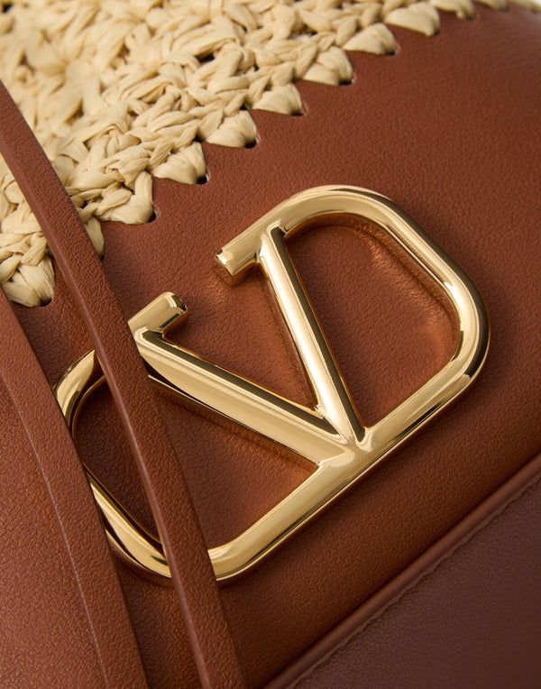 Mini Secchiello Con Catena Vlogo Signature In Rafia