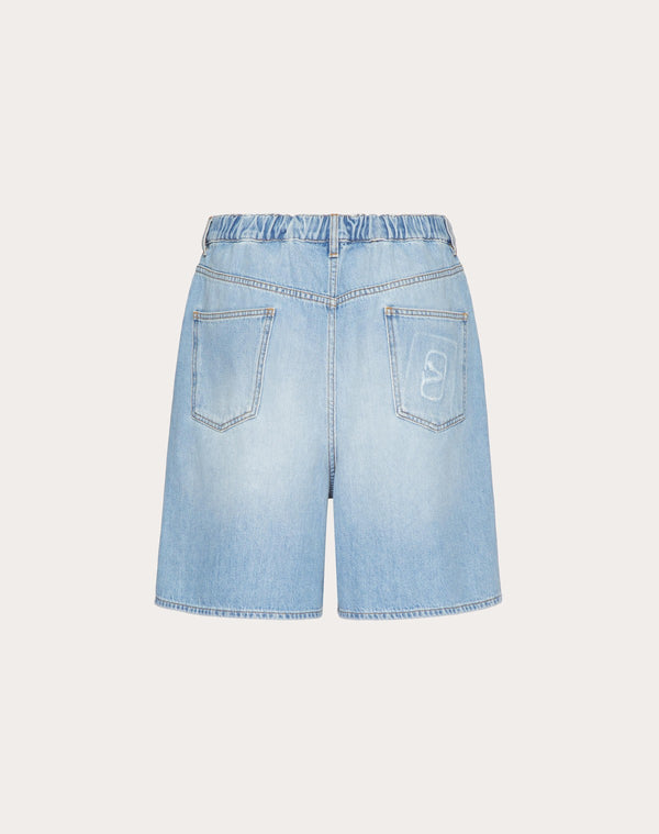 Bermuda In Denim Con Vlogo Signature Impresso