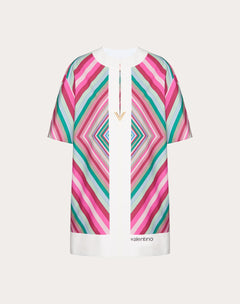 Abito Corto In Popeline Valentino Rhombus 75 Foulard 