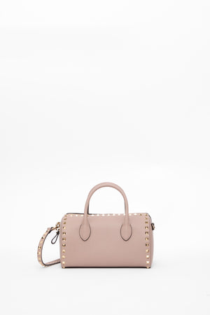 BORSA A MANO ROCKSTUD IN VITELLO GRANATO