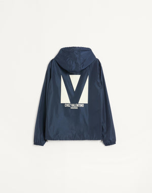 Giacca A Vento Con Cappuccio In Nylon Con Stampa Chez Valentino