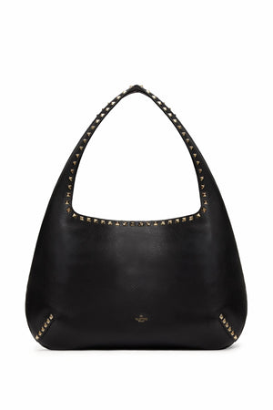 BORSA HOBO PICCOLA ROCKSTUD IN VITELLO GRANATO