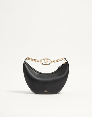 Hobo Piccola Vlogo Moon Bag In Vitello Granato Con Catena