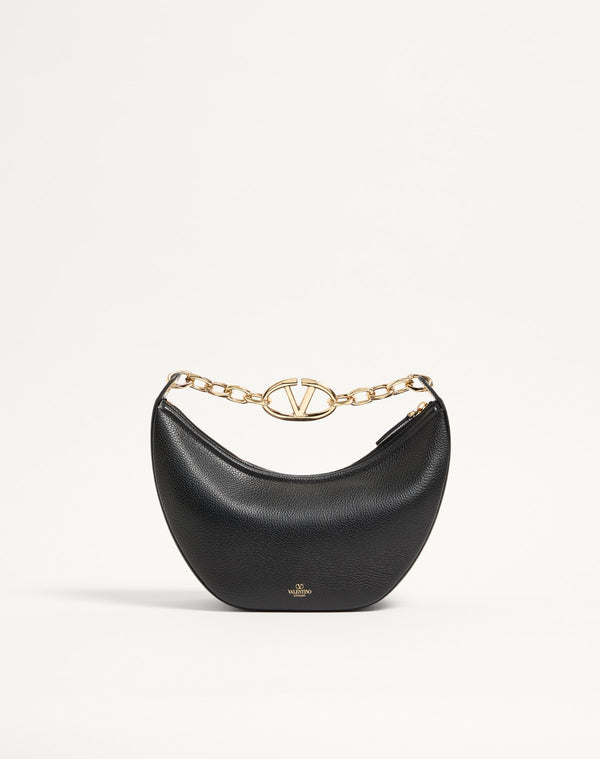 Hobo Piccola Vlogo Moon Bag In Vitello Granato Con Catena