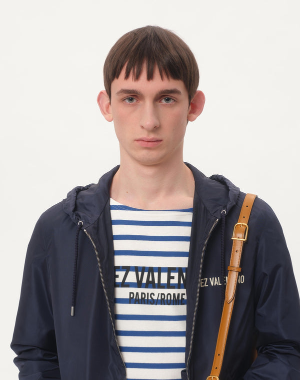 Giacca A Vento Con Cappuccio In Nylon Con Stampa Chez Valentino