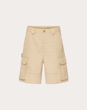 Bermuda Cargo In Cotone Pesante Con Motivo Toile Iconographe