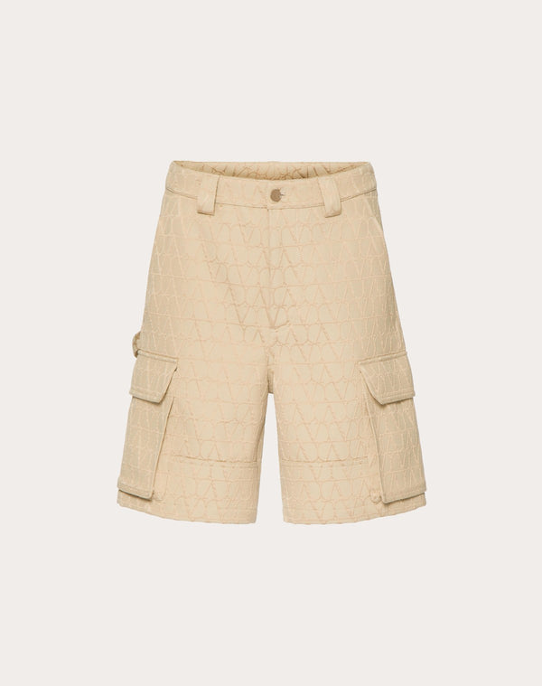 Bermuda Cargo In Cotone Pesante Con Motivo Toile Iconographe