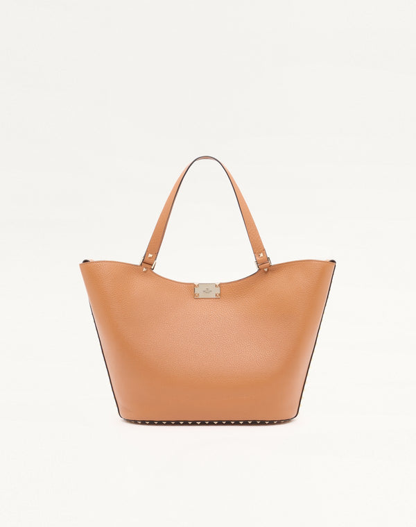 BORSA SHOPPING ROCKSTUD IN VITELLO GRANATO
