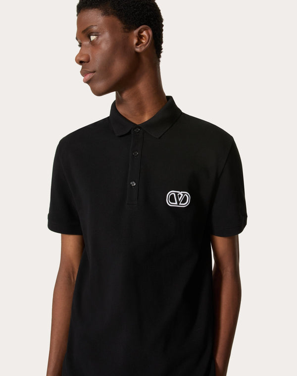 Polo In Piquet Di Cotone Con Patch Vlogo Signature