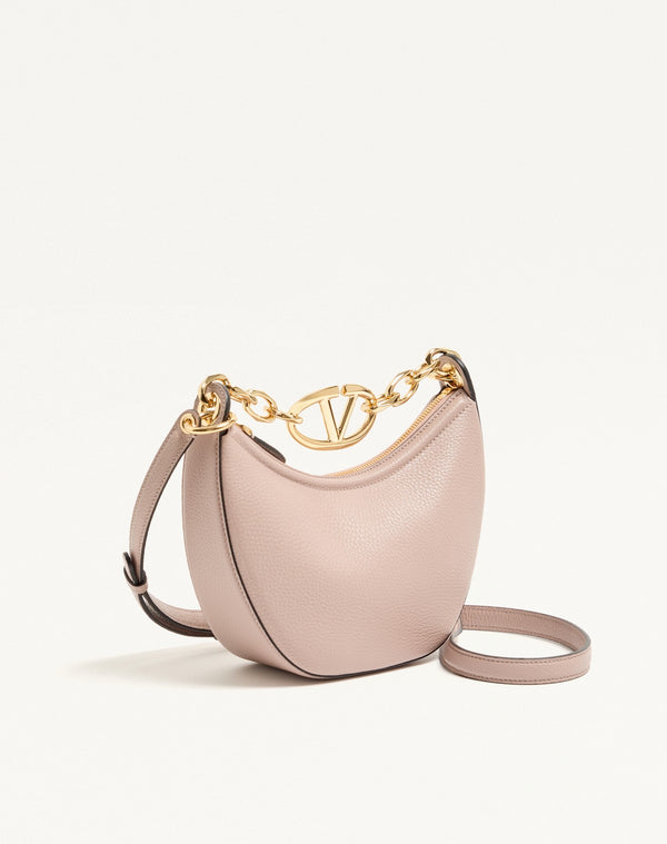 Mini Hobo Vlogo Moon Bag  In Vitello Granato Con Catena
