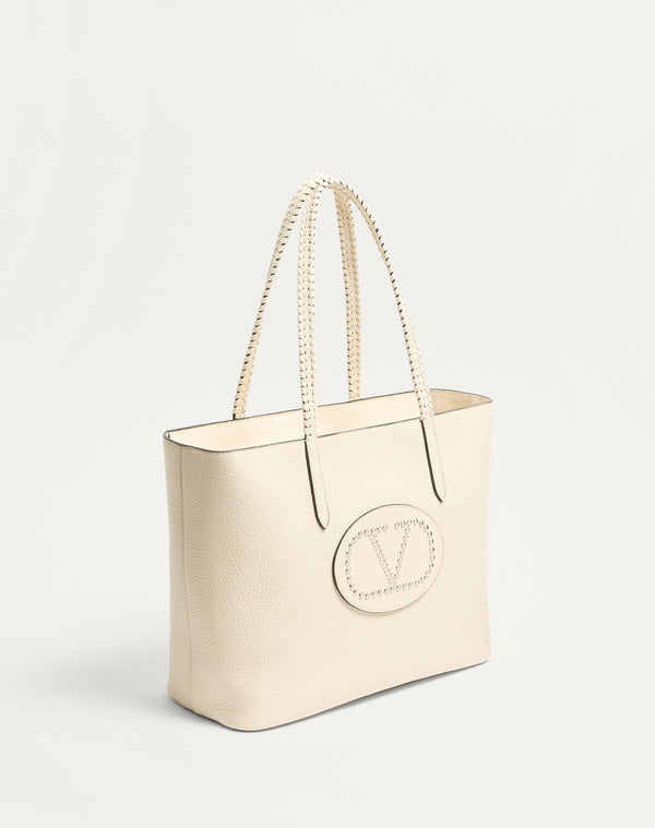 Borsa Shopping Valentino Garavani Nellcôte In Vitello Granato