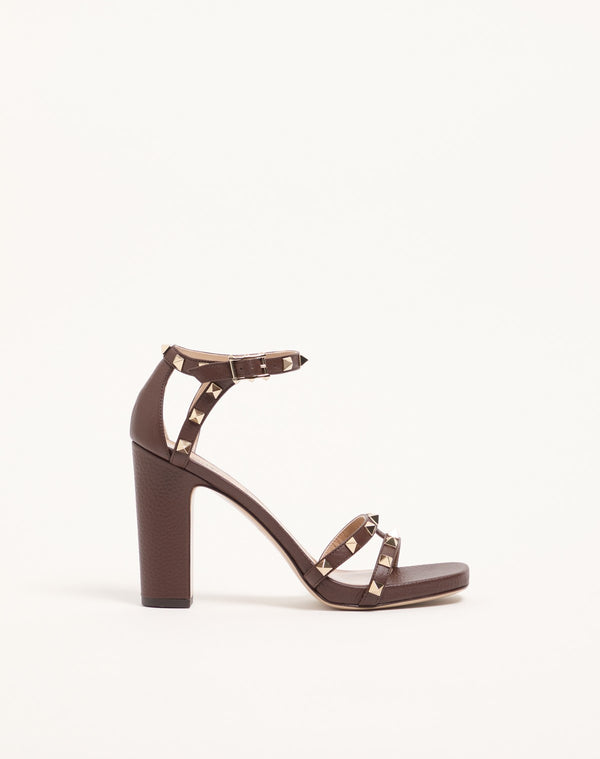 SANDALO ROCKSTUD IN VITELLO STAMPA ALCE 100MM