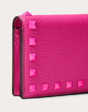 Portafoglio Piccolo Rockstud In Vitello Granato