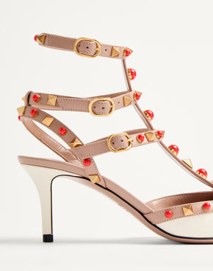 Décolleté Rockstud In Vitello Con Pietre Cabochon 65Mm