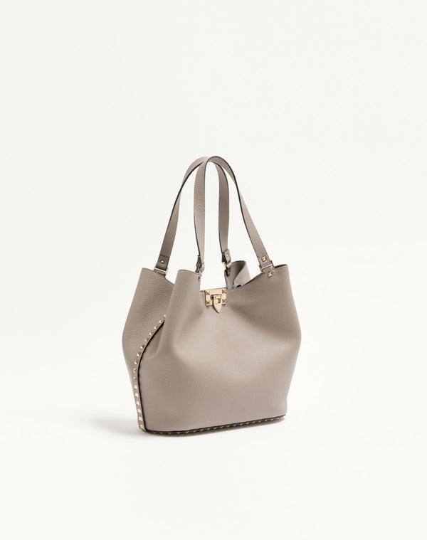 BORSA SHOPPING ROCKSTUD IN VITELLO GRANATO