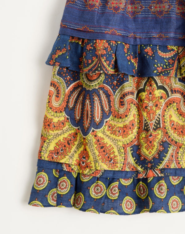 Gonna In Lino Paisley Medaglioni Voyage Imaginaire 