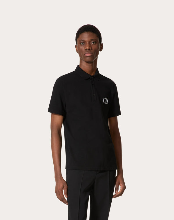 Polo In Piquet Di Cotone Con Patch Vlogo Signature