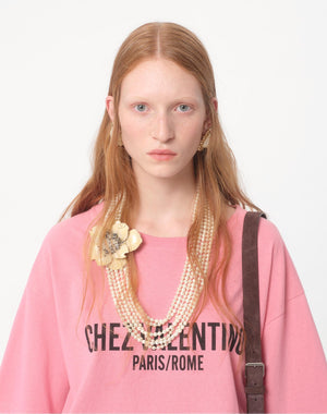 T-Shirt In Jersey Cotton Con Stampa Chez Valentino