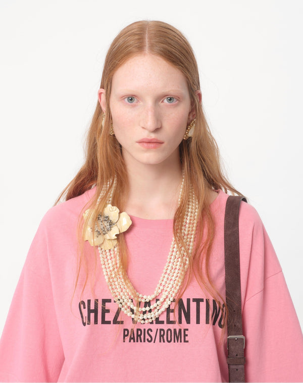 T-Shirt In Jersey Cotton Con Stampa Chez Valentino