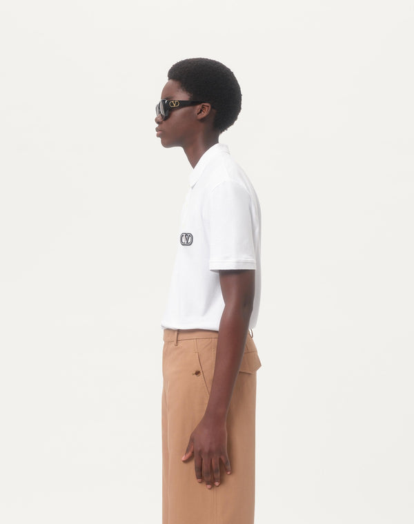 Polo In Piquet Di Cotone Con Patch Vlogo Signature