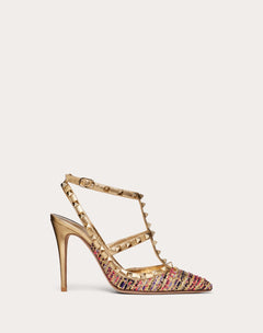 Décolleté Rockstud In Tweed Con Cinturini 100Mm
