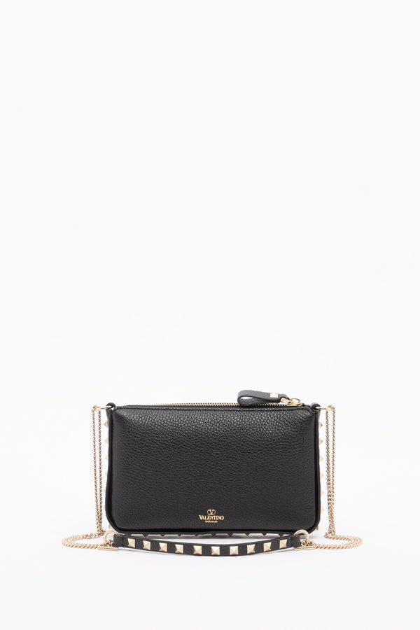 POUCH CON CATENA ROCKSTUD IN VITELLO GRANATO