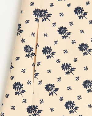 Abito Corto In Crepe Couture Fiorellino Blu Papier Floral 