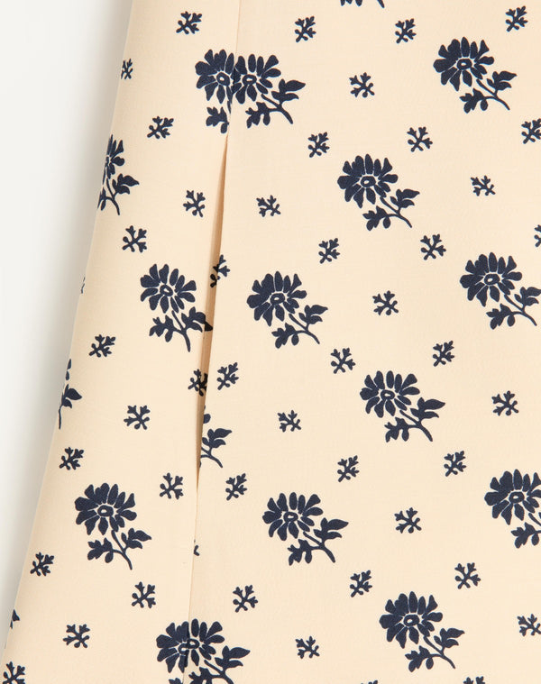 Abito Corto In Crepe Couture Fiorellino Blu Papier Floral 