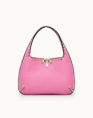 BORSA HOBO PICCOLA ROCKSTUD IN VITELLO GRANATO