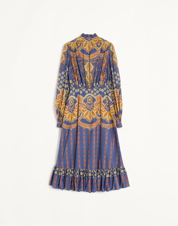 Abito midi in Mussola di Cotone stampato