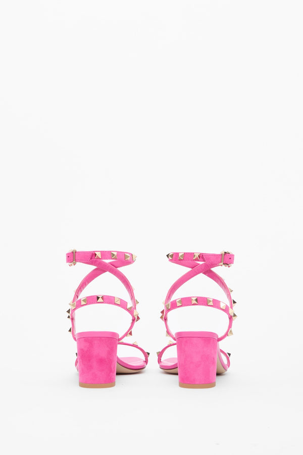 SANDALO ROCKSTUD IN CAMOSCIO CON CINTURINI 60MM