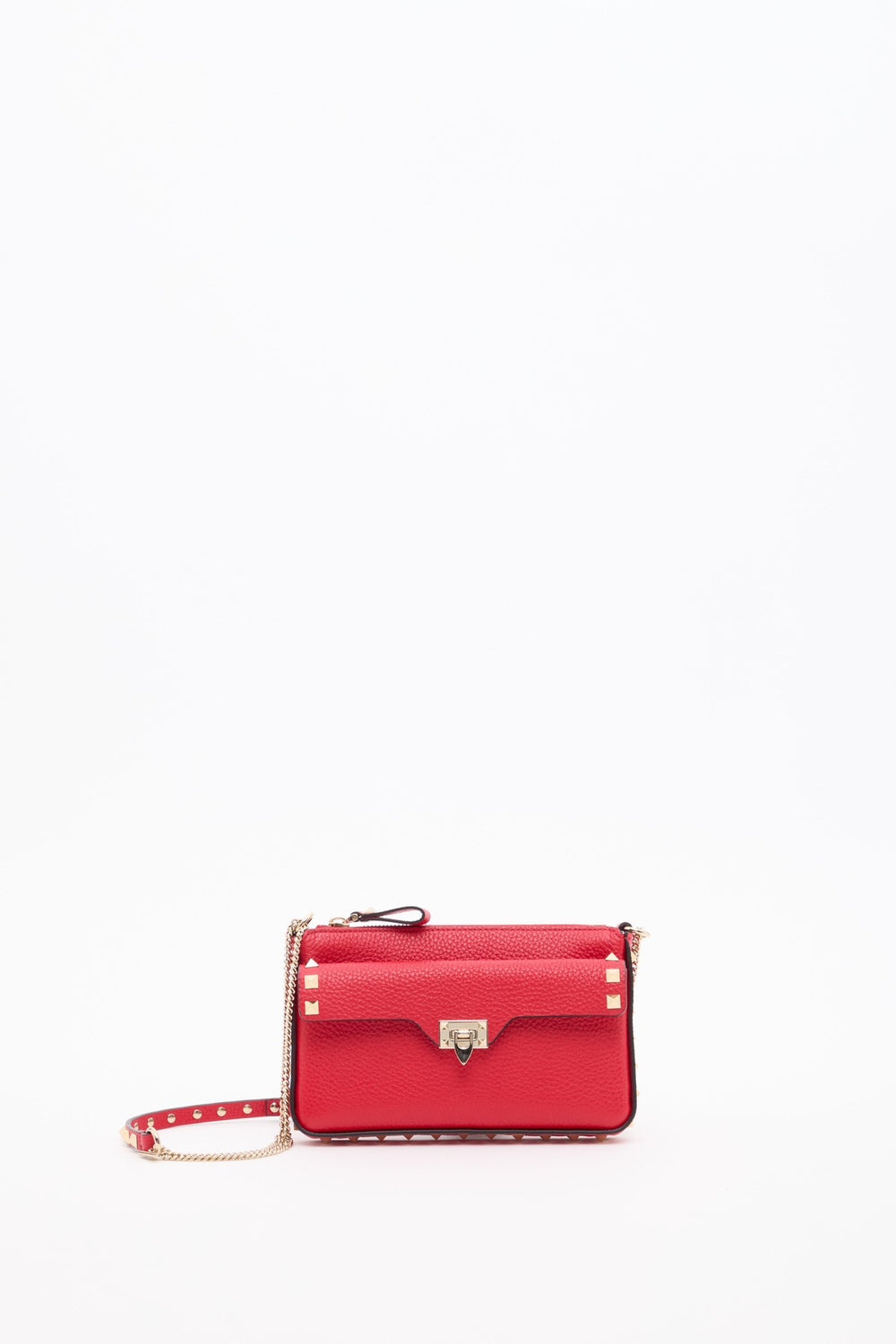 POUCH CON CATENA ROCKSTUD IN VITELLO GRANATO