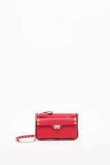 POUCH CON CATENA ROCKSTUD IN VITELLO GRANATO