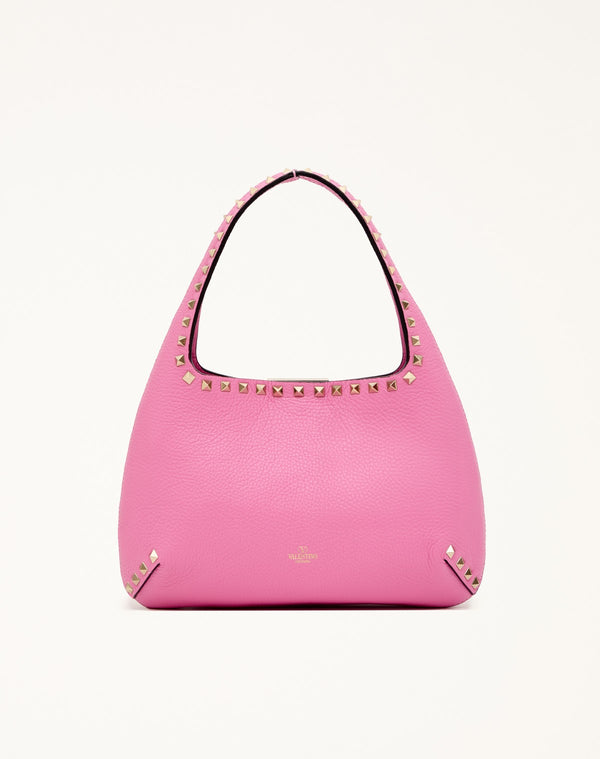 BORSA HOBO PICCOLA ROCKSTUD IN VITELLO GRANATO