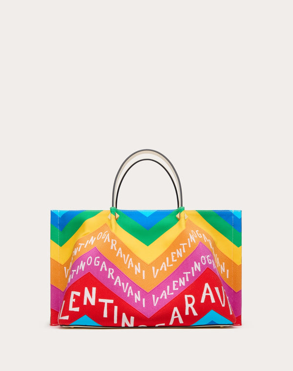 Borsa Shopping Media Valentino Garavani Escape In Canvas Con Stampa Chevron24