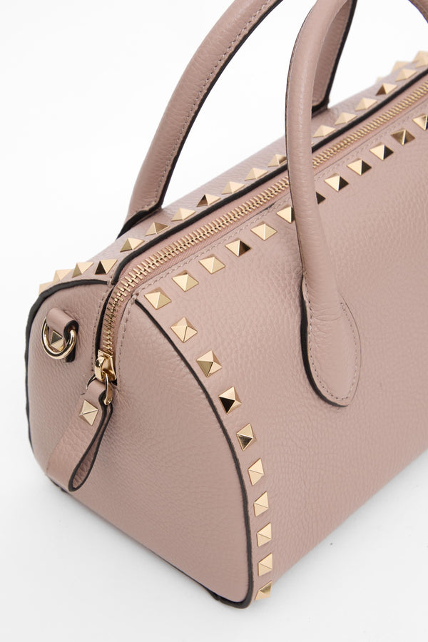 BORSA A MANO ROCKSTUD IN VITELLO GRANATO