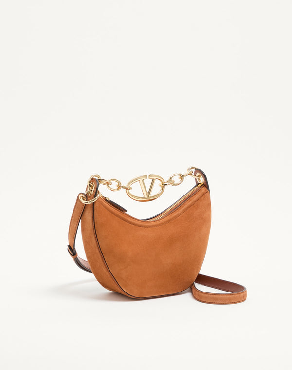 Mini Hobo Vlogo Moon Bag  In Suede Con Catena