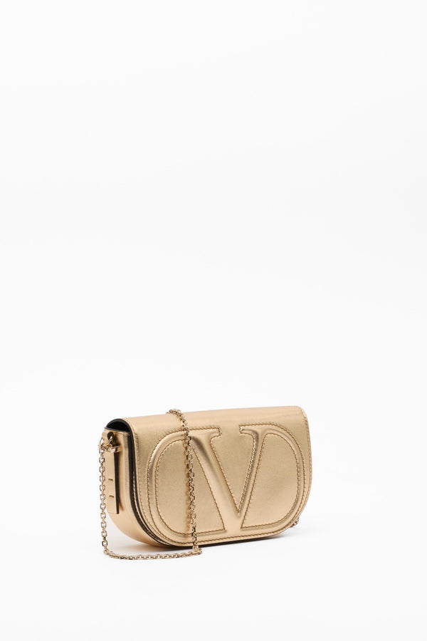 Pouch Con Catena Vlogo Walk In Nappa Metallizzata