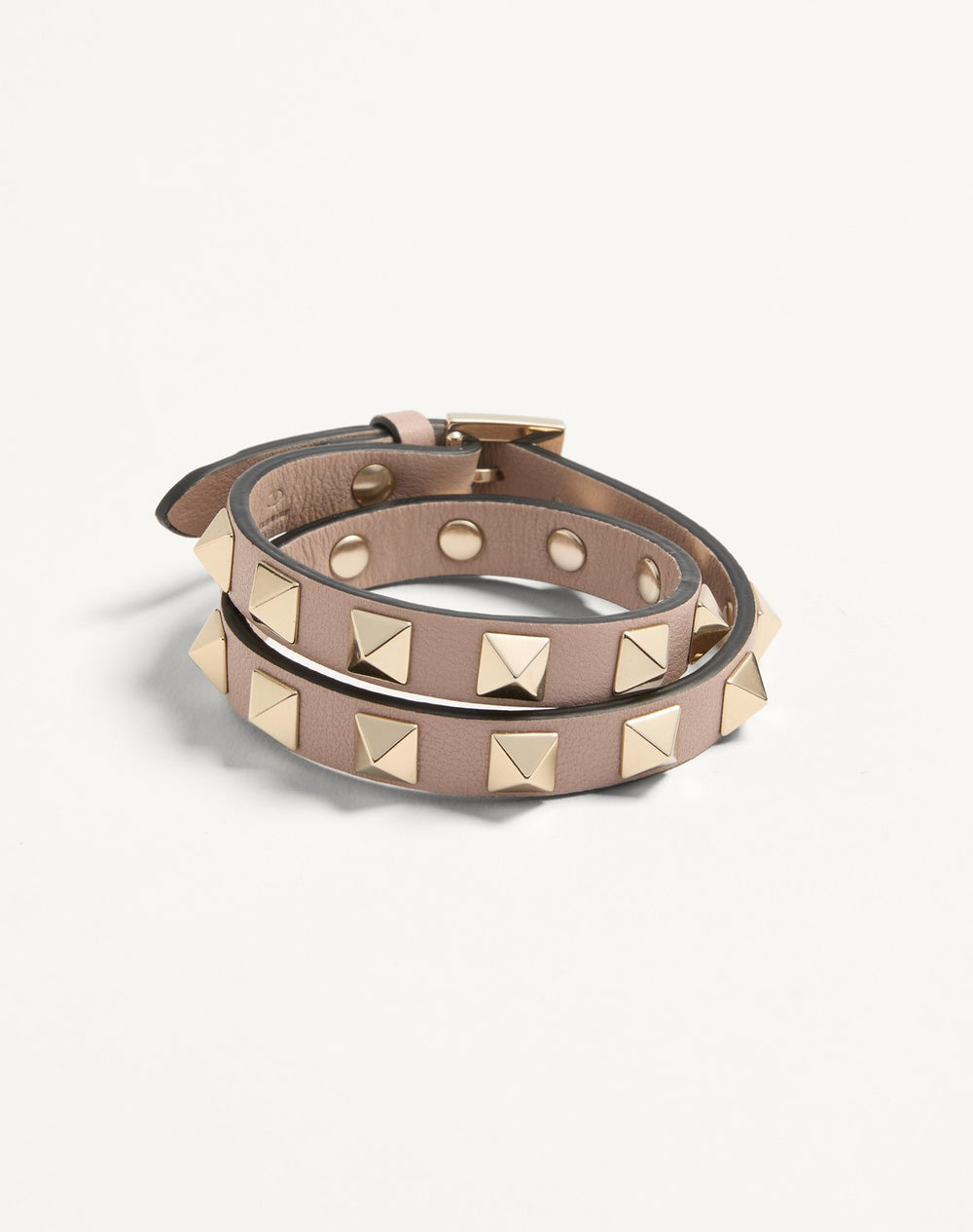 Bracciale Rockstud In Vitello A Doppio Giro