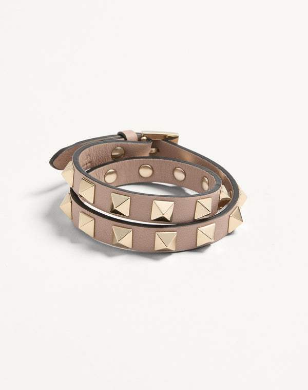 Bracciale Rockstud In Vitello A Doppio Giro
