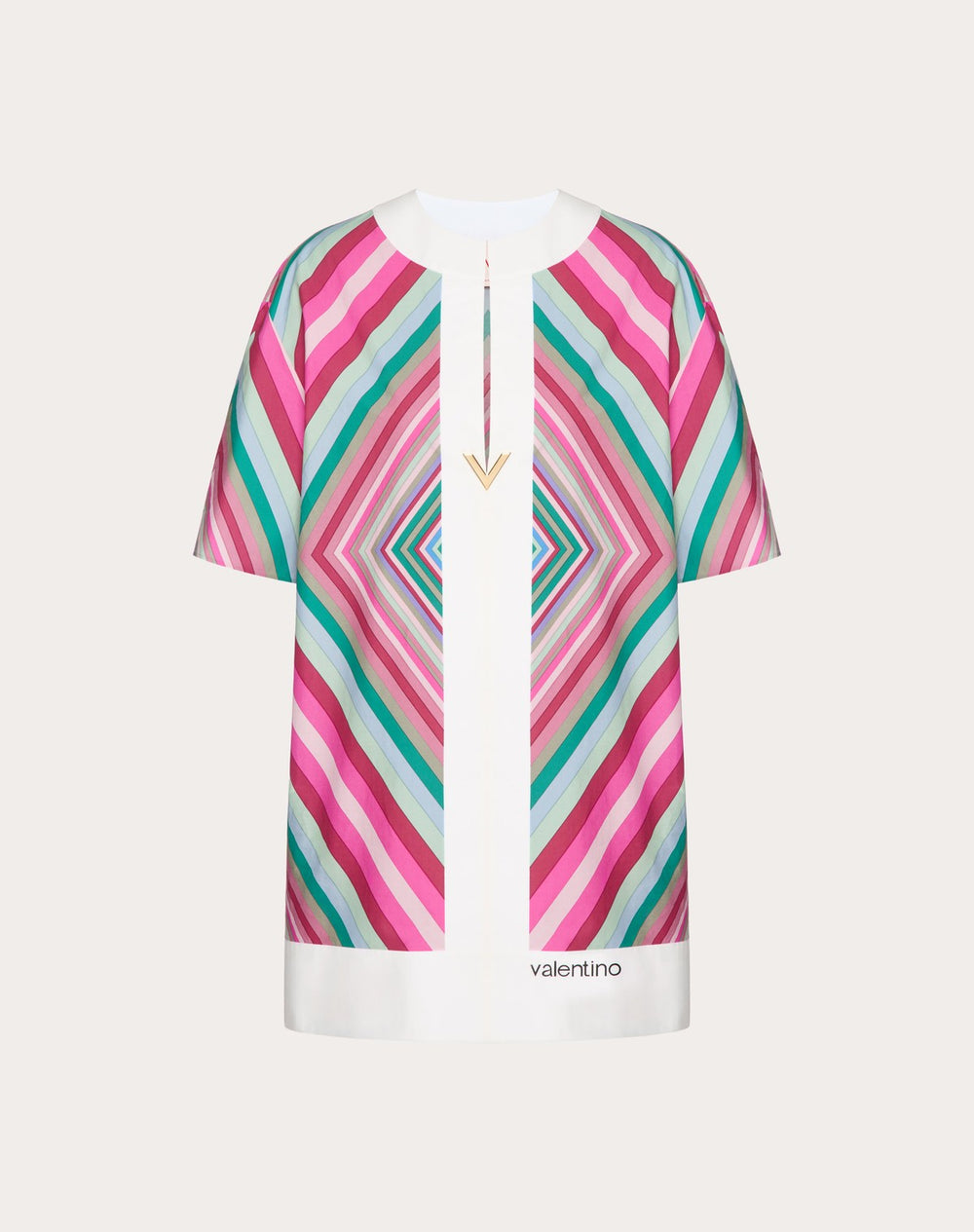 Abito Corto In Popeline Valentino Rhombus 75 Foulard 